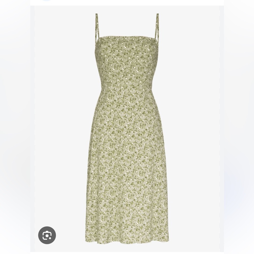 Reformation Afternoon Green Midi Floral Dress